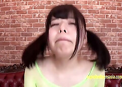 Tiny tits Japanese girl in yellow bodystockings Yuna Yamakawa gets banged by two dicks