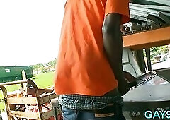 Black gay fucks white pal