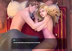 Busty blonde Myrtle enjoys mutual masturbation in a romantic outdoor lake setting