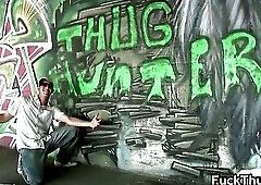 Black thug sucking and fucking two guys