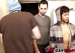 HOMO SPUNK PIG - Insane jock guzzled kinky red-hot spunk in mischievous homosexual three way
