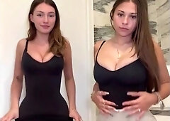 Sophie Rain shares passionate naked busty striptease with desire