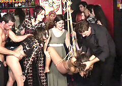 Disgraced bitches 4some fucked in BDSM public fucking