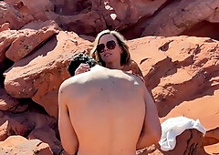 Hiking Threesome Creampie in the Desert with Blonde Amateur