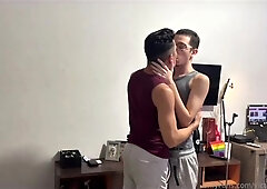 Gobbling the tiny mega-bitch's donk before shagging until he pops.