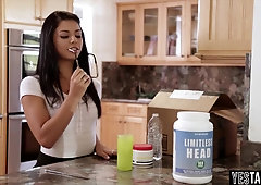 Cute brunette Gina Valentina having a messy blowbang