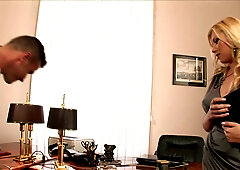 Horny boss takes advantage of her mature stud employee