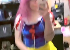 Trans goddess juggles her sissy hard-on around!