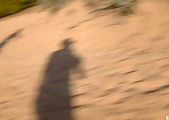 Outdoor beach threesome fuck with a hot Barbie MILF Briana Bounce with huge tits