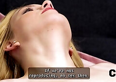 Pregnant blonde wife craving her hubby watching her fuck a stranger with love