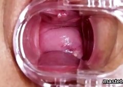 Fantastic czech sex kitten is spreading trimmed pussy and sticks speculum deep inside having the best climax