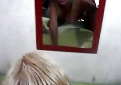 Shemale jerks off in the shower after being dicked down