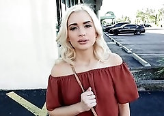 Cute blonde is licking and sucking big boner in the open air