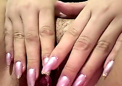 Sizzling mommy jacks off her meaty unshaved pinkish honeypot until she jizzes