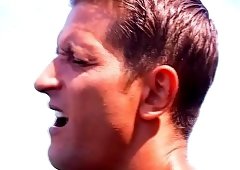 Three muscled studs feed their desire for masturbation at the beach