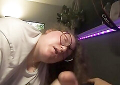 chunky nerdy angel likes to suck penis and see him cum
