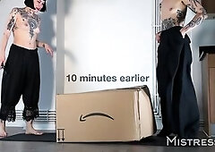 MistressAe and Mastix Why get a fresh toy delivered. It comes in a huge box and needs assembly (A-S-S-embly). It’s a humanoid drone - basic model, b