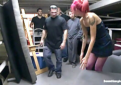 Art student 18+ Gangbang in Freight Elevator