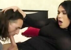 Curvy tgirl Aspen Brooks gets a blowjob and is anal fucked