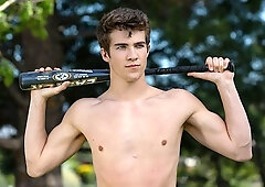 Lanky young boy Dylan jerking his dick