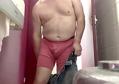 Amateur Sen Desi undresses in a public toilet and finishes off at the university