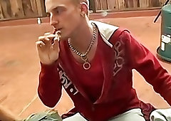 Pierced smoking twinks hardcore foursome