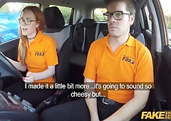 Fake Driving Instructor Fucks His Cute Ginger Teen 18+ Student 18+ In The Car And Gives Her A Creampie