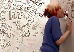 Busty gloryhole sucker has her pussy filled with tranny dick