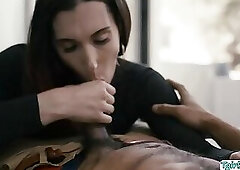 Busty TS butt fucked by black big cock