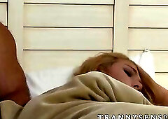 Blonde shemale Aspen Brooks fucks well hung fucker Jaxton