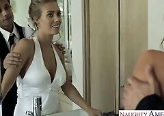 Vehement golden-haired bride Nicole Aniston sucking and banging a big weenie