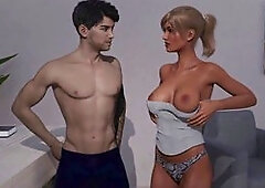 Newbie adult visual novel with hot blonde and big boobs exploring office action