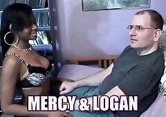 Breasty black coed Lenience Starr takes off her hawt underware and drops to her knees for some interracial ramrod sucking with Logan.