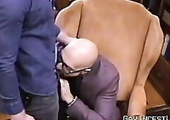 Bald and sexy Adam Snow deepthroats me then rammed my ass hard