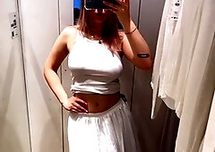 Change clothes, changing room, big tits try on haul