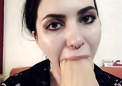 Oral job for a BIGGEST sex tool