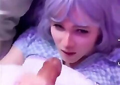 Purple haired cutie self facial