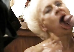 Smutty grandma sucks delivery dude's dick
