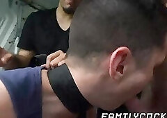 Bound stepson gets raw fucked by his hunky stepdad outdoors