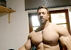 Tim Budesheim Posing, Flexing, and Working Abs In Briefs