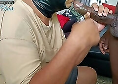 Me sucking the huge thick and black cock my neighbor in another hotel loves to put it all in my mout