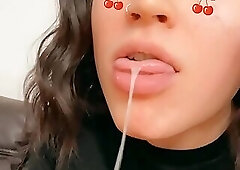 TS eats her own cum