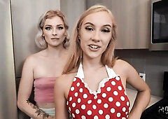 Jazmin Luv and Hyley Winters are fucking with a massive shaved penis