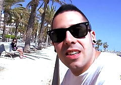 French brunette gets taken hard on the beach after flirting with a stranger