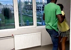 a ebony dude forcibly drilled a slim beauty in the entrance of the abode