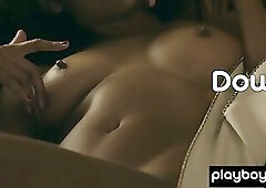 Glamorous naked Brazilian hottie Bruna Rocha touches her juicy ebony pussy