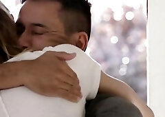 Gorgeous shemale sucks a guy off and rides his cock