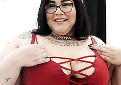 Heavy BBW Crystal Blue wearing glasses gets ravaged in fishnet stockings
