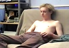 Audition for 18yo blond cute twink whit big cock handjob  and cumshot