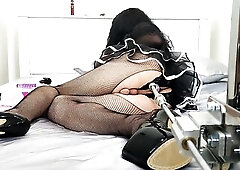 Smokin' SISSY has SISSYGASM with SEX MACHINE - Transgirl VERONICA TABOO shows her BOOTY & adult TOYs